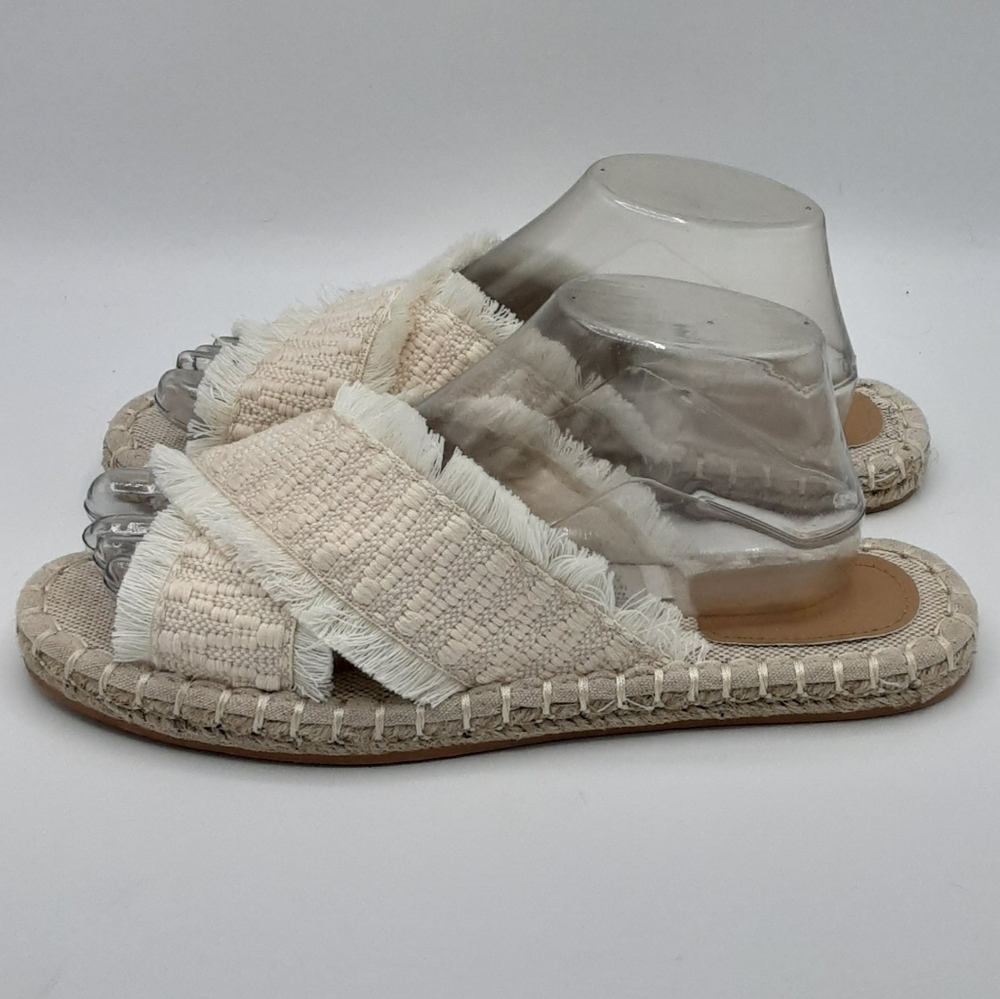 H&M Espadrille Slip-On Slide With Fringe Trim Crossover Foot Strap Size 9. View 3